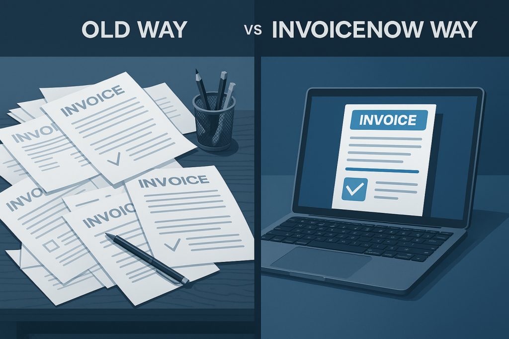 InvoiceNow vs Traditional invoicing visual comparison