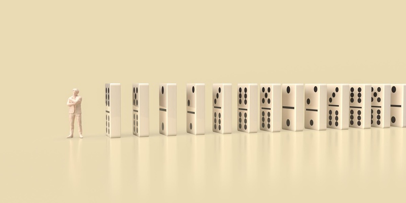 Dominoes falling — the inevitability effect.